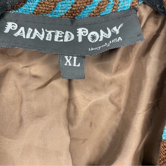 Vintage Painted Pony Teal Animal Print Zebra Stripes Blazer Jackets Size XL - Picture 5 of 5
